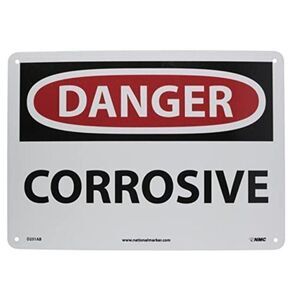 OSHA Sign, Legend "DANGER - CORROSIVE", 14" Length